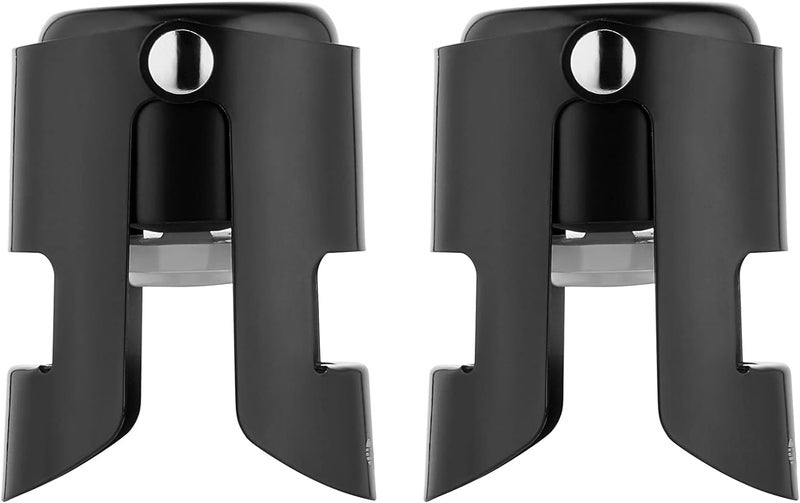 OWO Champagne Bottle Stoppers Stainless Steel, Reusable Champagne Cork & Saver Stopper, Leak Proof Prosecco & Sparkling Wine Plug, Bubble Retention Protectionï¼ˆBlack, 2 Packï¼‰ - Image 1